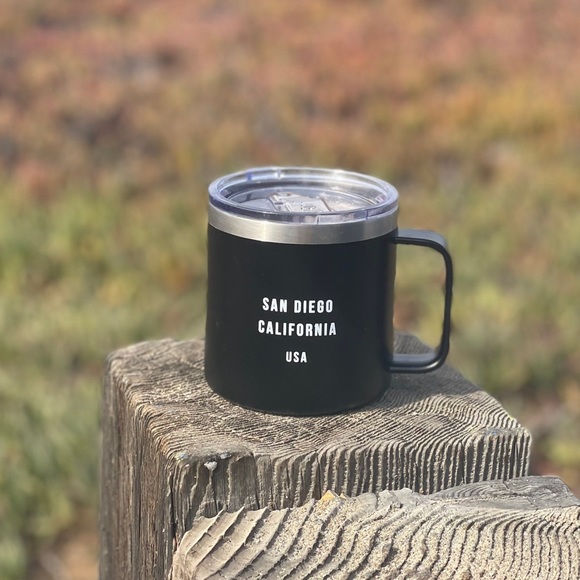 NEW Double Walled 14 Oz Stainless Steel Thermal Mug tumbler Black San Diego CA - Picture 8 of 12